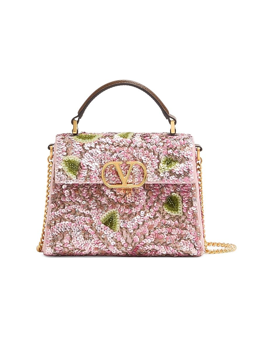 Women's VSling Mini Embroidered Top Handle Bag - Pink