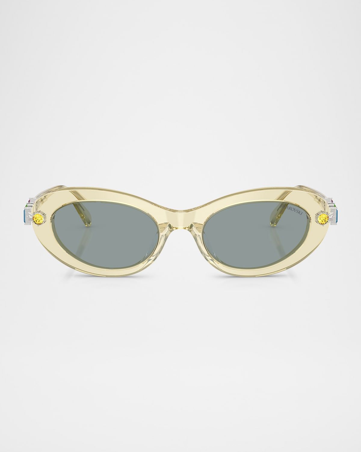 SK6042 Crystal-Embellished Acetate Oval Sunglasses