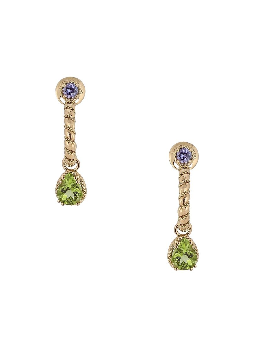Women's 18K Yellow Gold, Tanzanite & Peridot Drop Earrings - Yellow Gold