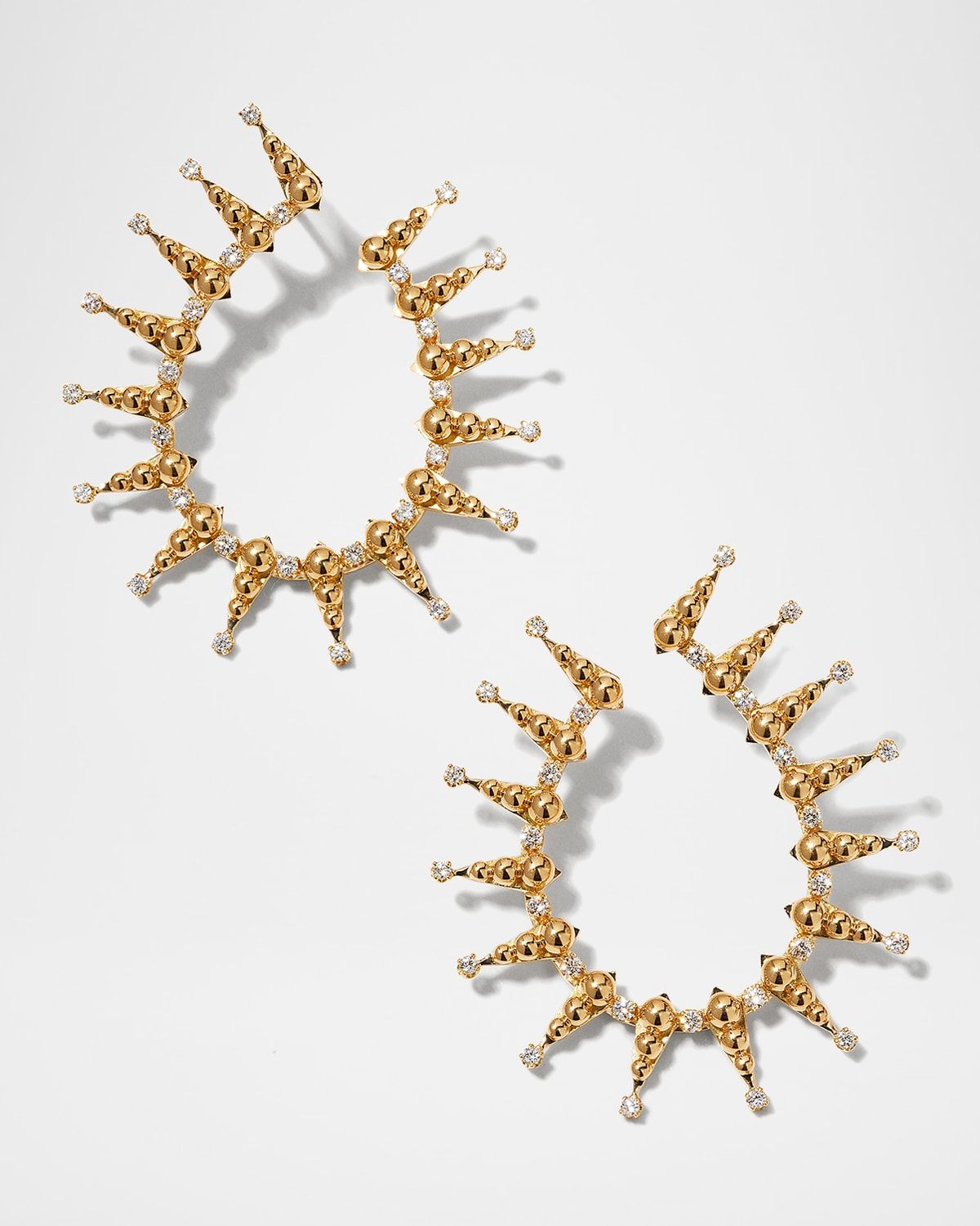 18k Granulated Diamond Spike U-Earrings