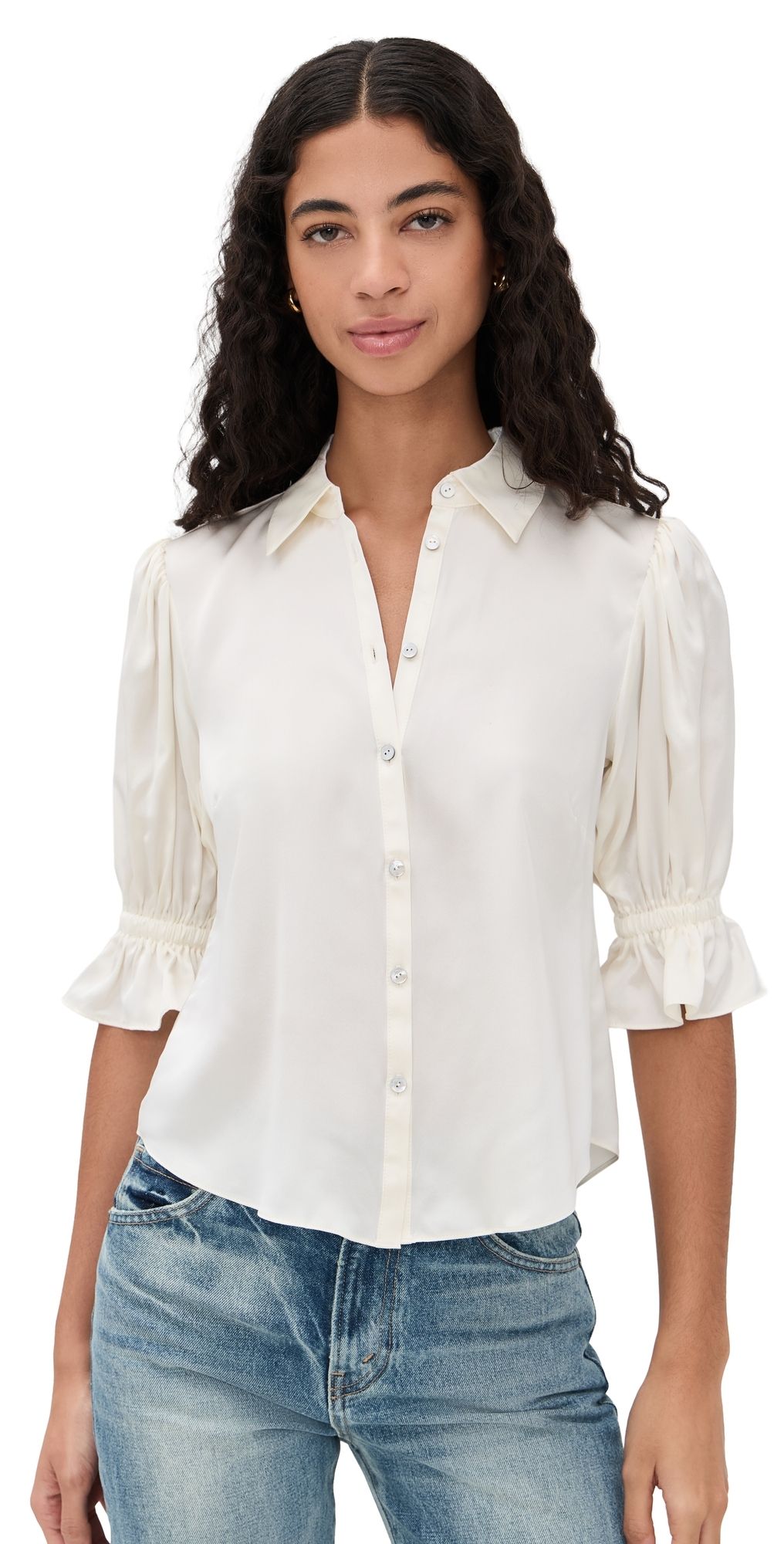 Cinq à Sept Fiona Silk Top Ivory M