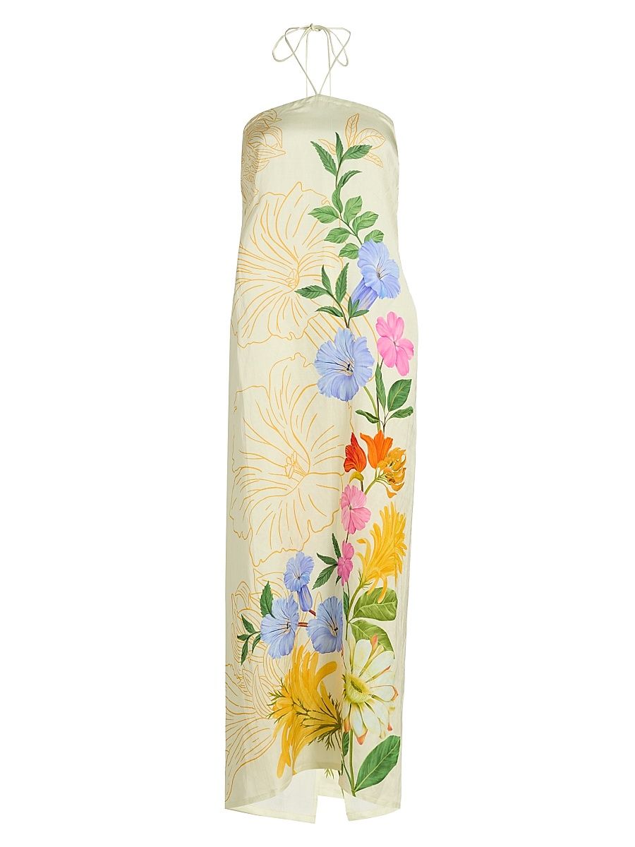 Women's Ammama Floral Garden Dress - Ivory Multi Floral And Linear - Size Small