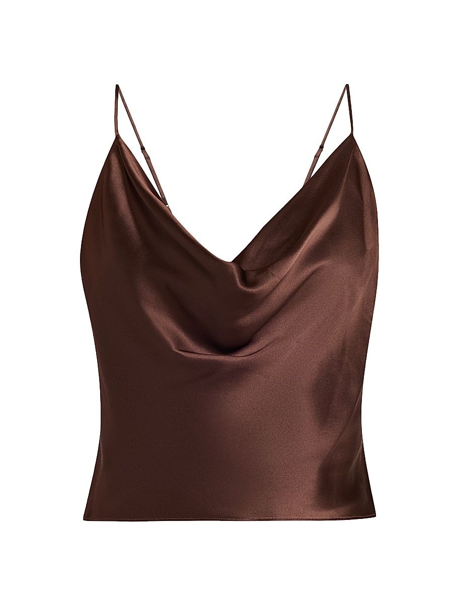 Women's Calista Silk Cowlneck Camisole - Coffee Bean - Size Large