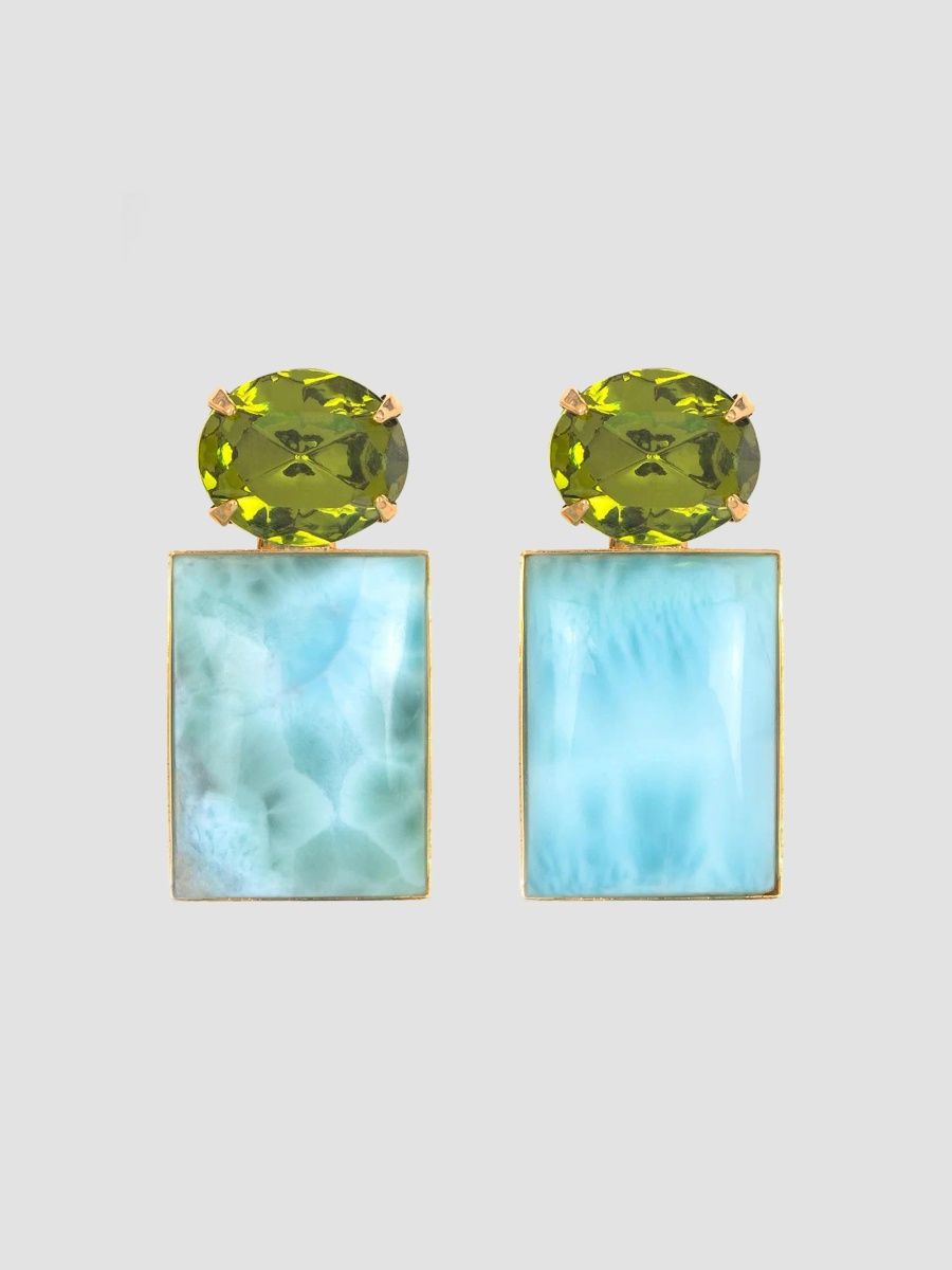 Jennifer Behr Women's Alette 18K-Gold-Plated, Austrian Crystal & Laramar Drop Earrings - Larimar