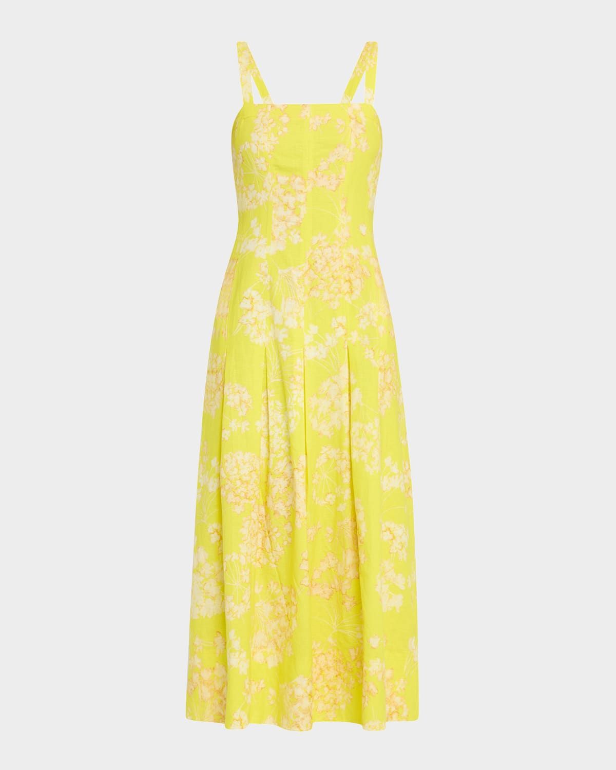 Dixon Pleated Floral-Print Midi Dress