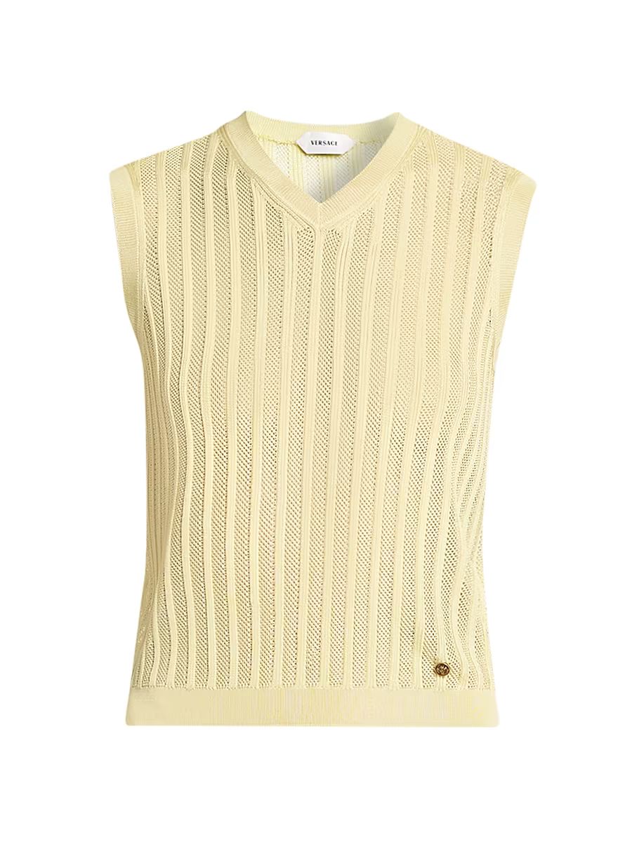 Women's La Vacanza Mesh Rib-Knit Sweater Vest - Pale Yellow - Size 6