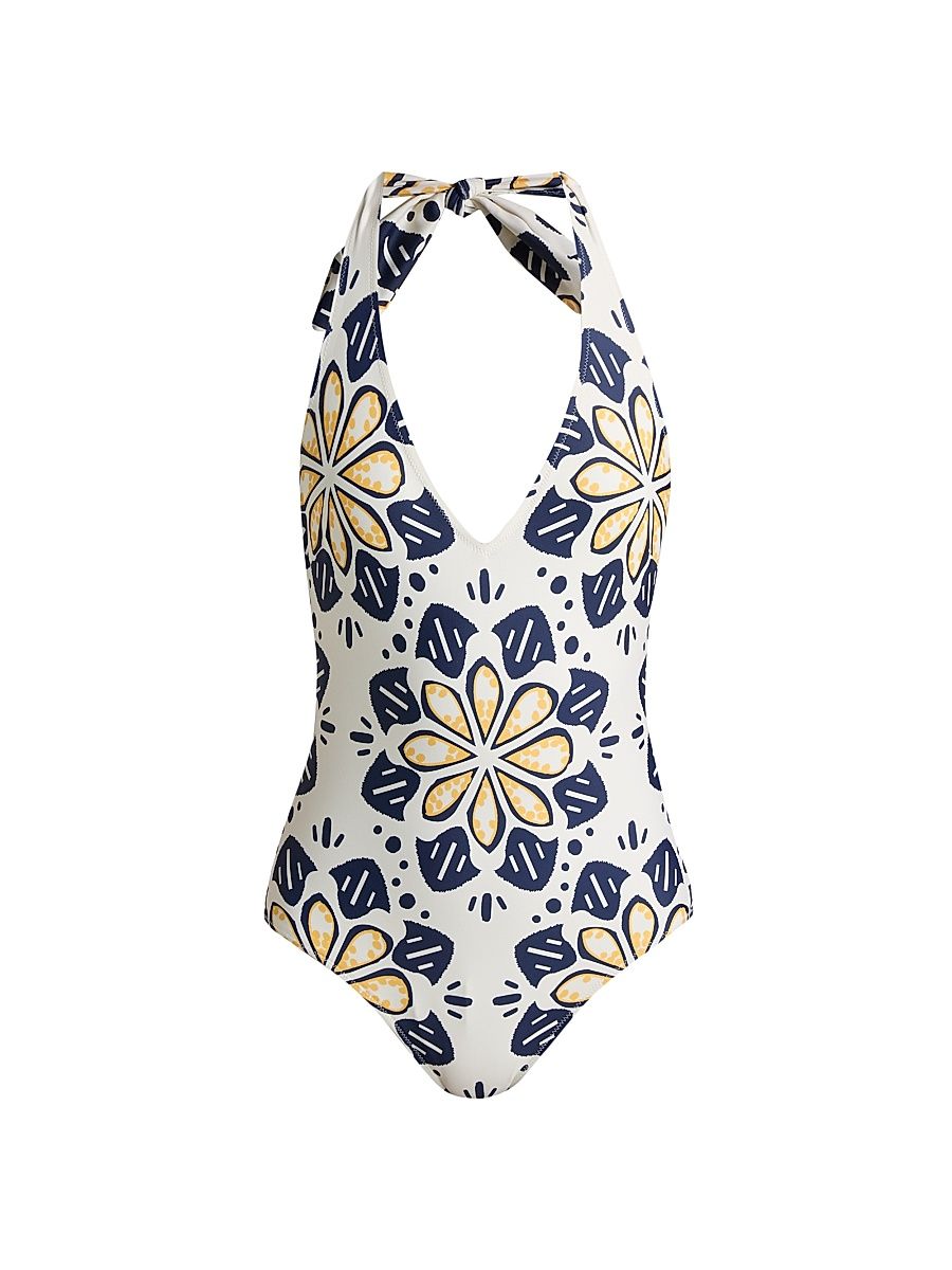 Women's Lidya Geometric Floral One-Piece Swimsuit - Adey Soleile - Size XS