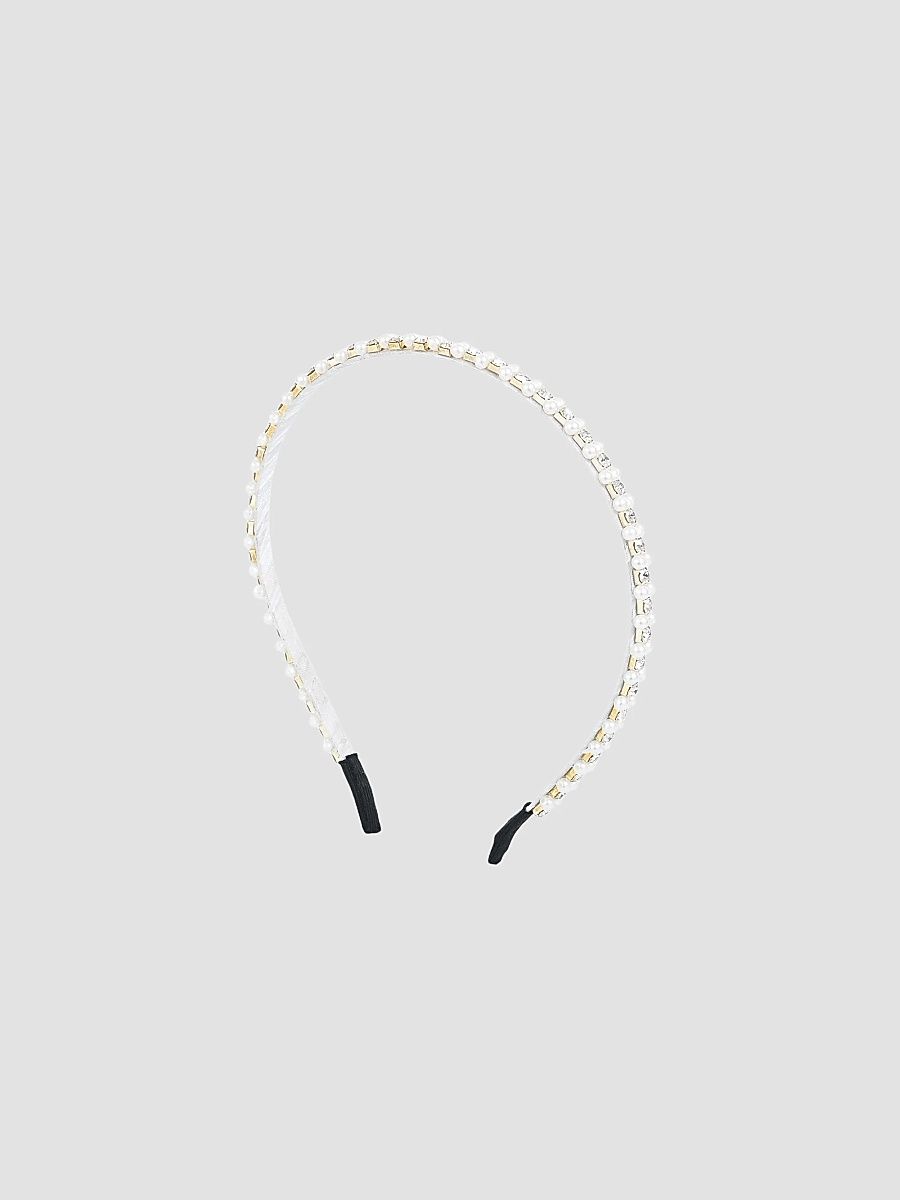 Girl's Crystal Trim Headband - Pearl