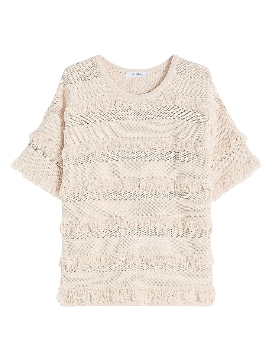 Women's Oversized Patterned Viscose Sweater - Ivory - Size XL