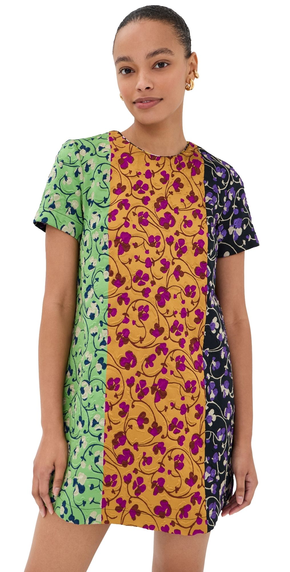 La DoubleJ Mini Swing Dress Honeysuckle Tricolor Jacquard XS