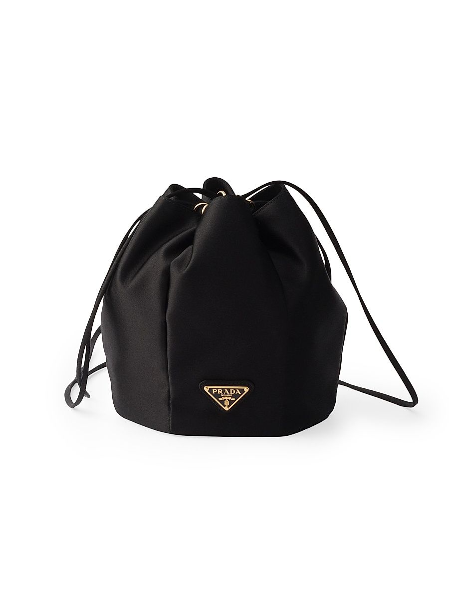 Women's Satin Mini Bucket Bag - Black