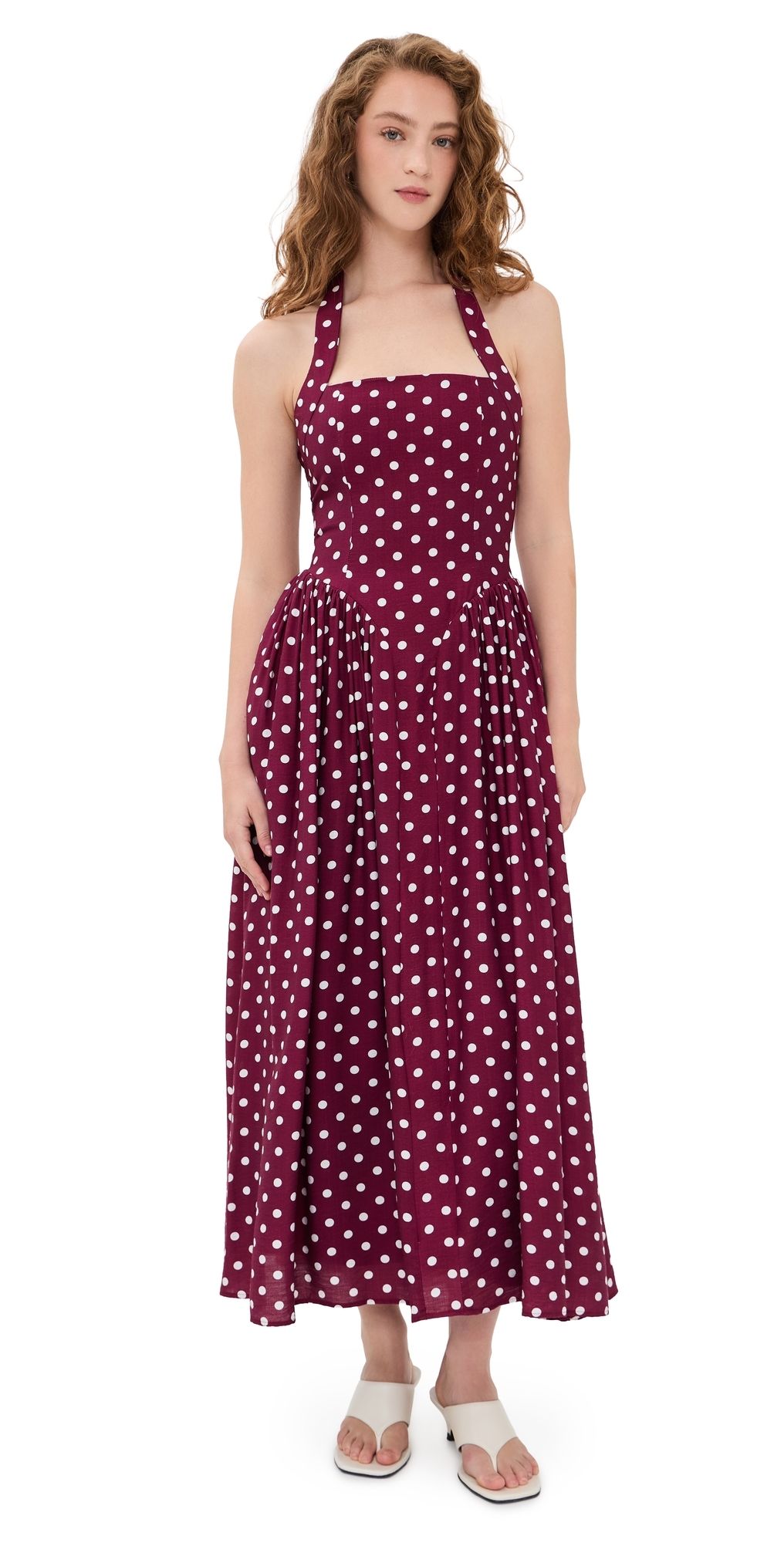 Seven Wonders Sammi Midi Dress Wine/White Polka XL