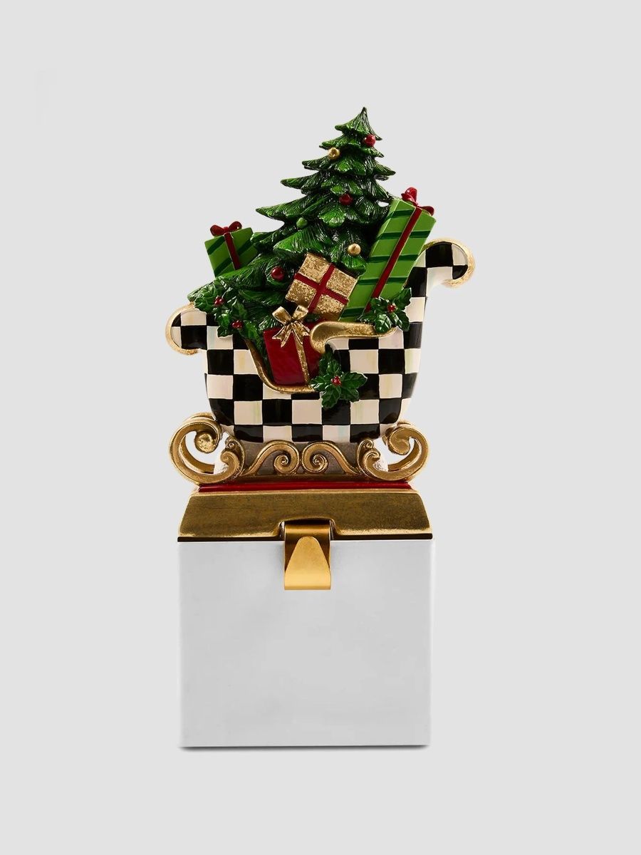 MacKenzie-Childs Merry Christmas Westminster Sleigh Resin Stocking Holder