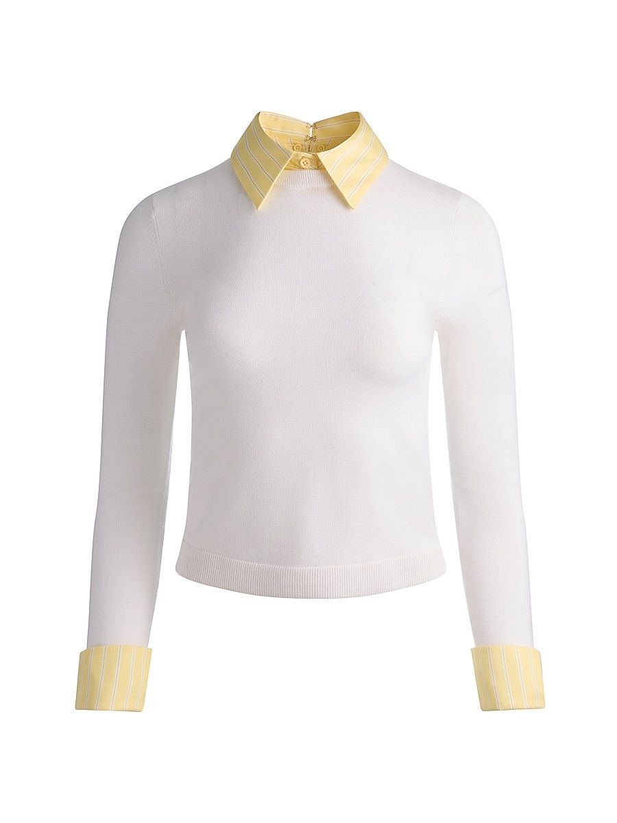 Women's Porla Stretch Wool Collared Sweater - Soft White Butter - Size XL