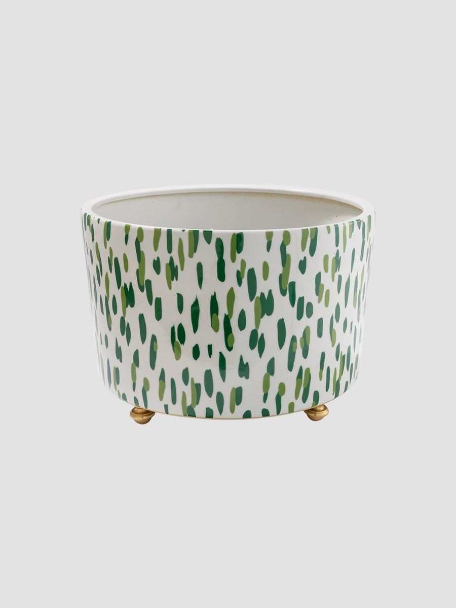 Mill Reef Center Basin Palm Planter - Green White