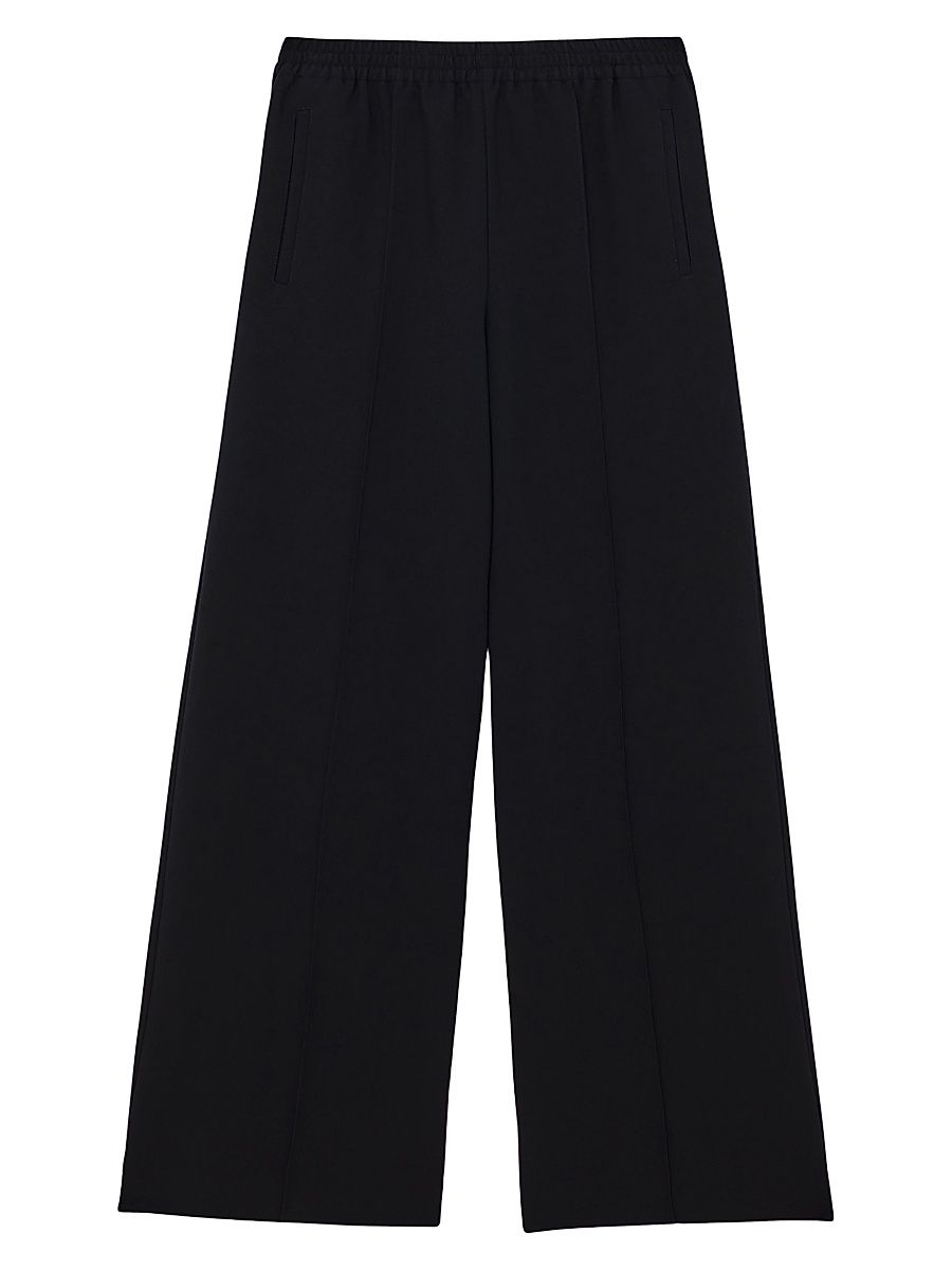 Women's Robyn Pintuck Wide-Leg Pants - Navy - Size 10