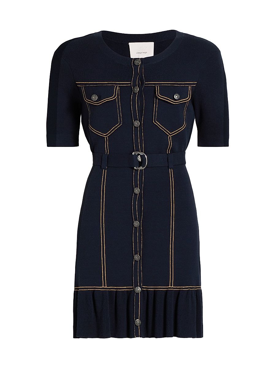 Women's Elisha Belted Cardigan Minidress - Navy - Size XL