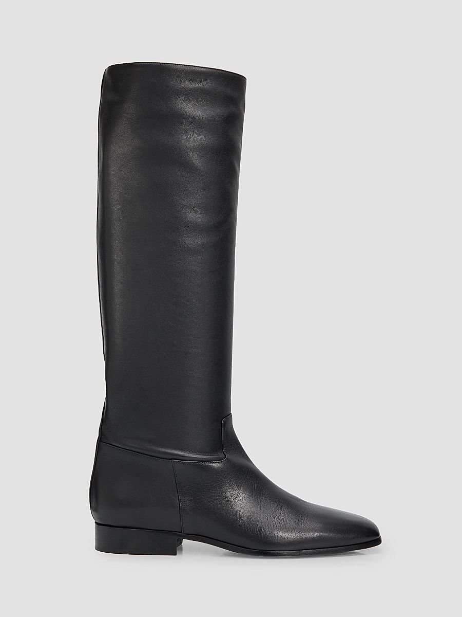 Herbert Levine Women's Rein It In Leather Riding Boots - Grain Calf Black - Size 10.5