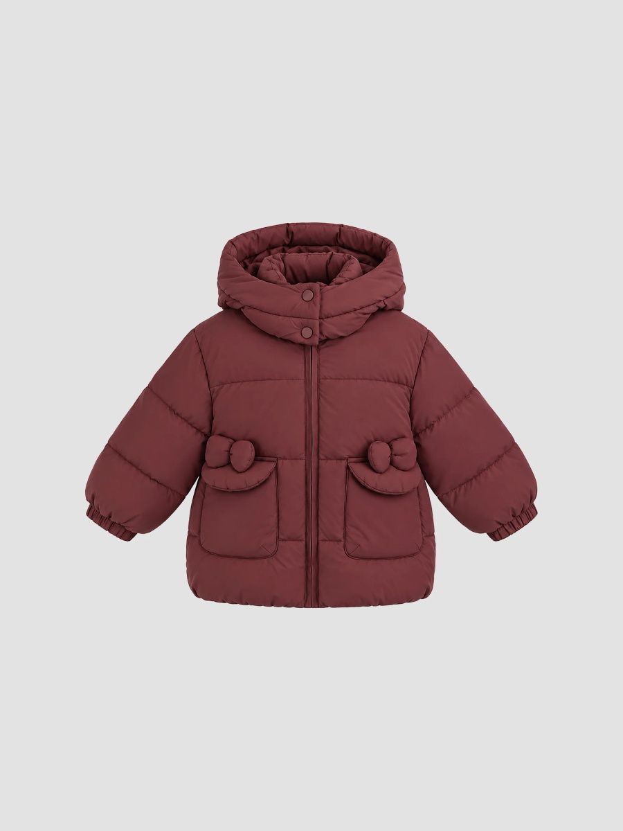 Mimi Tutu Girl's Little Girl's & Girl's Bow-Detail Puffer Jacket - Maroon - Size 3