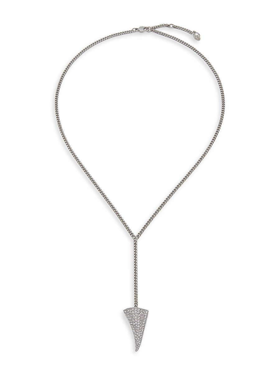Women's Silvertone & Crystal Tiger Claw Lariat Necklace - Silver Grey