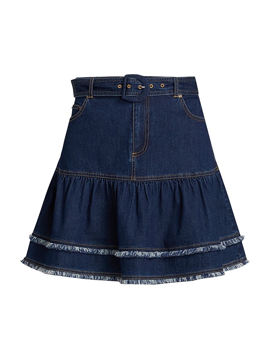 Women's Martina Fringe Denim Miniskirt - Twilight - Size 12