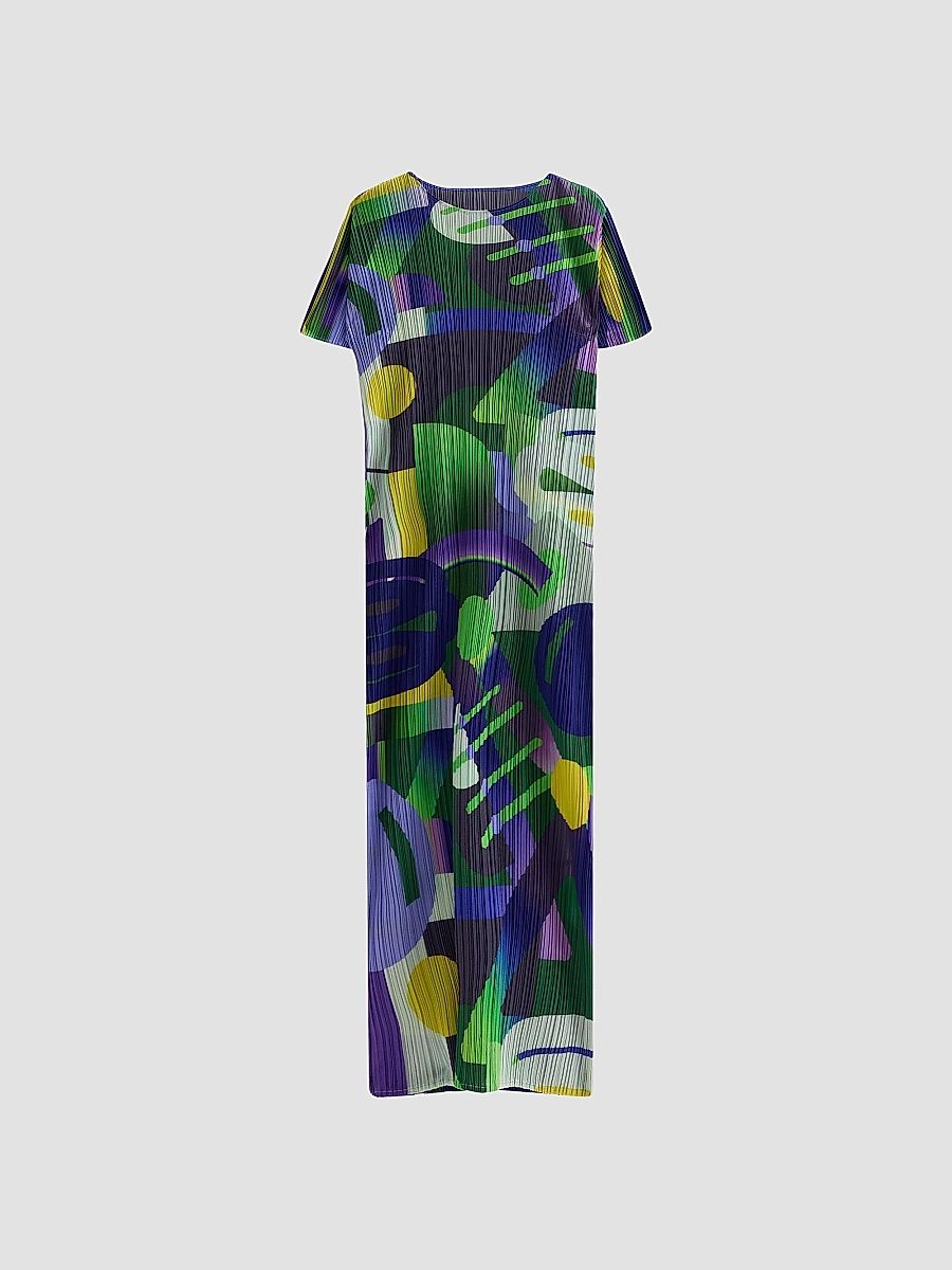 Women's Playground Pleated Abstract Midi-Dress - Purple - Size Large