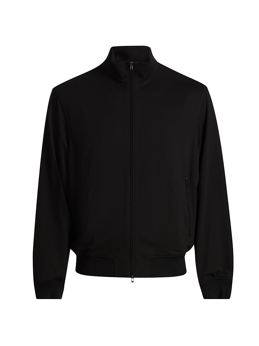 Men's Horizontal Texture Full-Zip Jacket - Black Beauty - Size 46