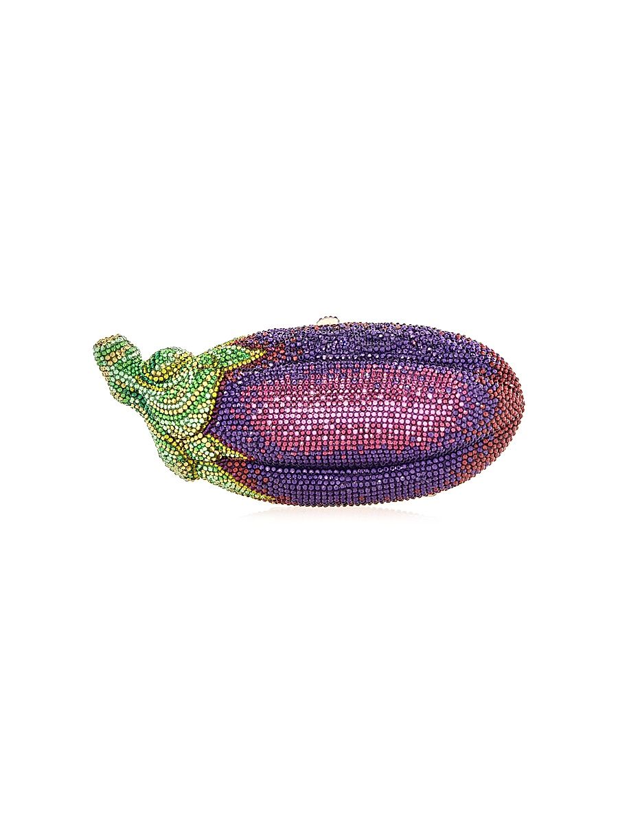 Women's Eggplant Crystal-Embellished Clutch - Purple Multi