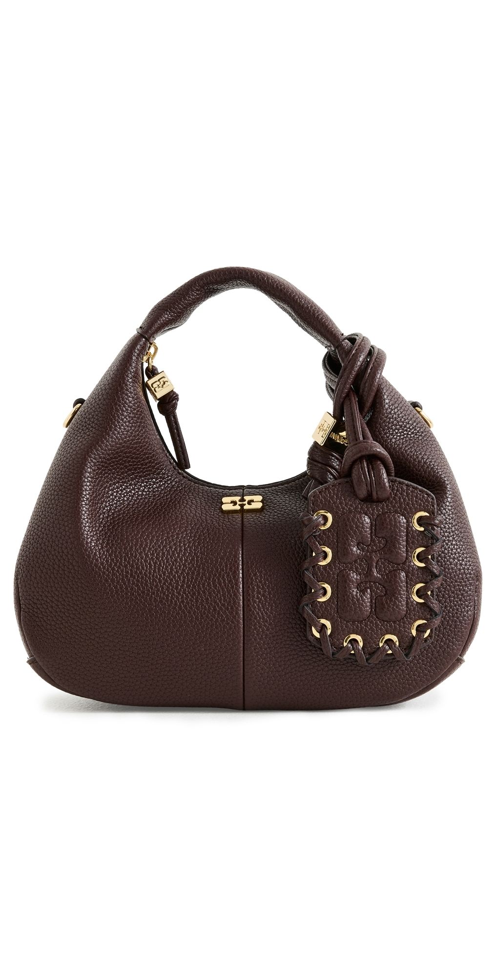 GANNI Hobo Mini Grained Bag Chicory Coffee One Size