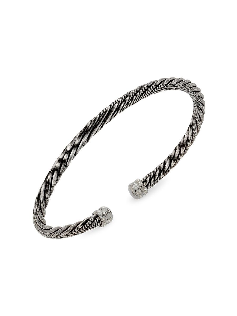 Men's Sterling Silver Cable Cuff Bracelet - Gunmetal