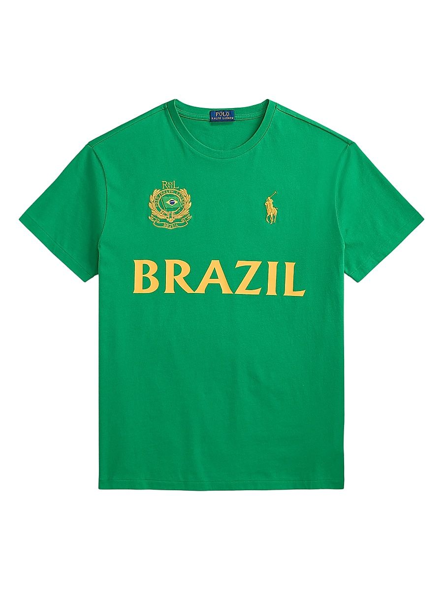 Men's Brazil Crewneck Cotton T-Shirt - Cruise Green - Size XL