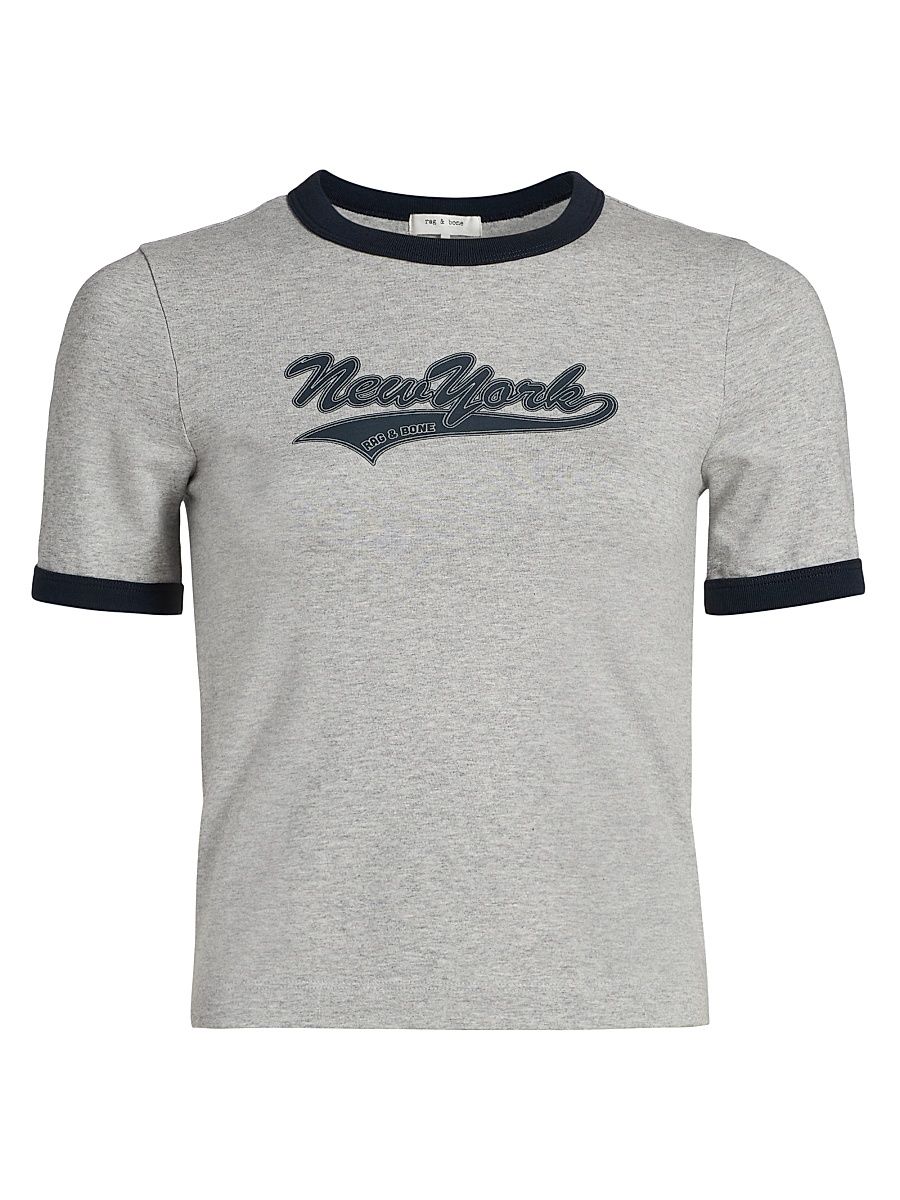 Women's New York Ringer T-Shirt - Heather Grey - Size Small