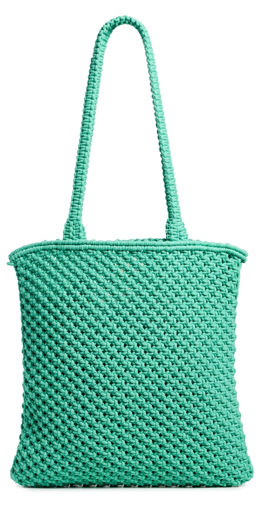 Faherty Sunwashed Macrame Shopper Tote Aqua Green One Size