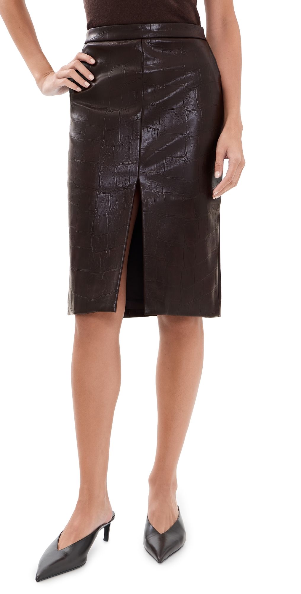 BARDOT Rheba Faux Leather Skirt Deep Plum 6