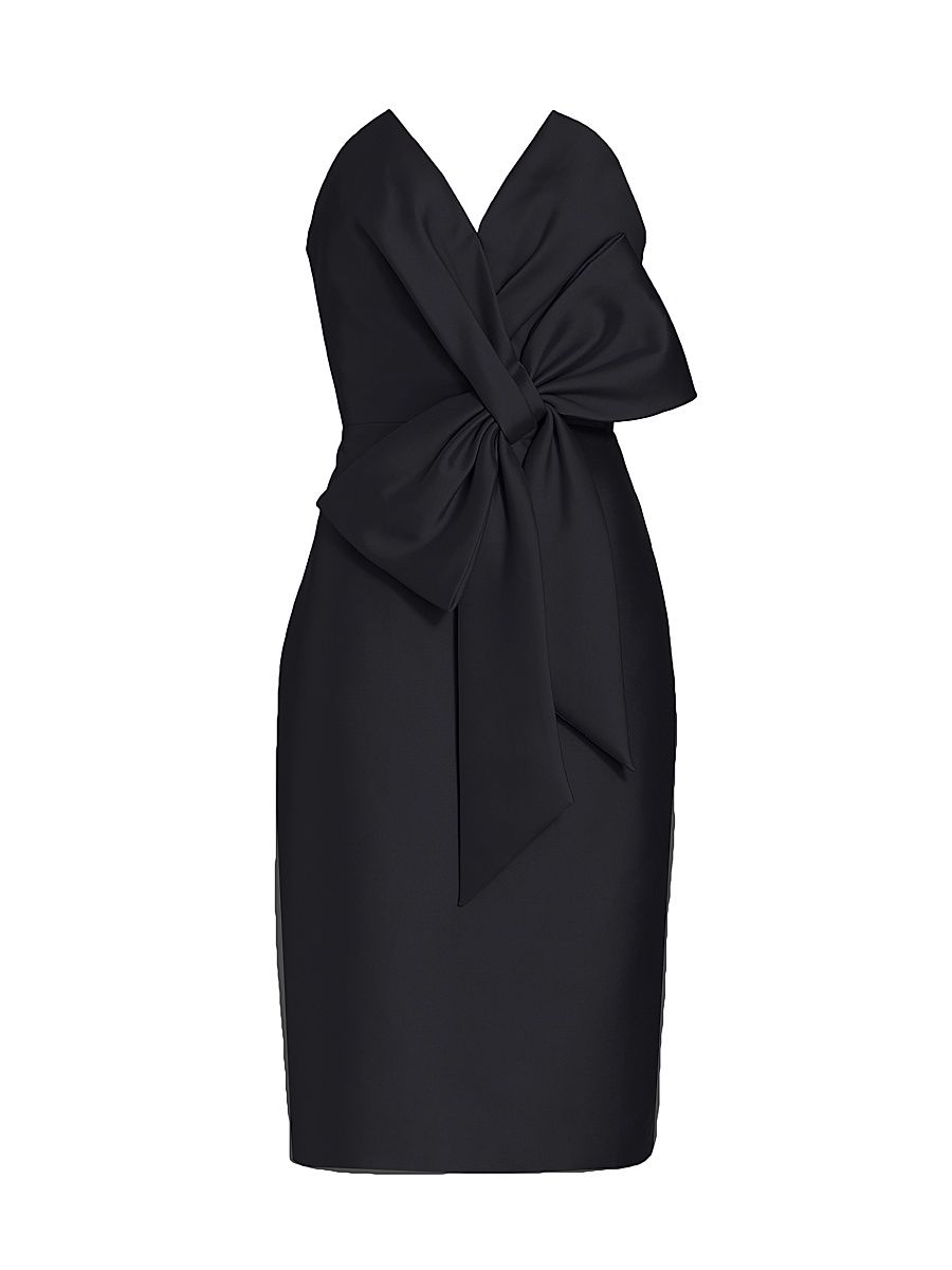 Women's Bow Front Mikado Dress - Black - Size 8