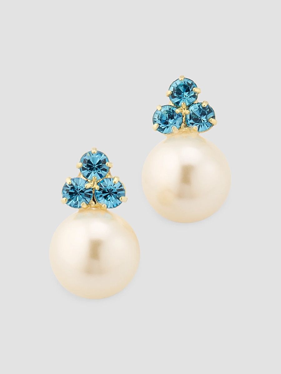 Women's Belen 18K-Gold-Plated, Austrian Crystal & Imitation Pearl Stud Earrings - Sky
