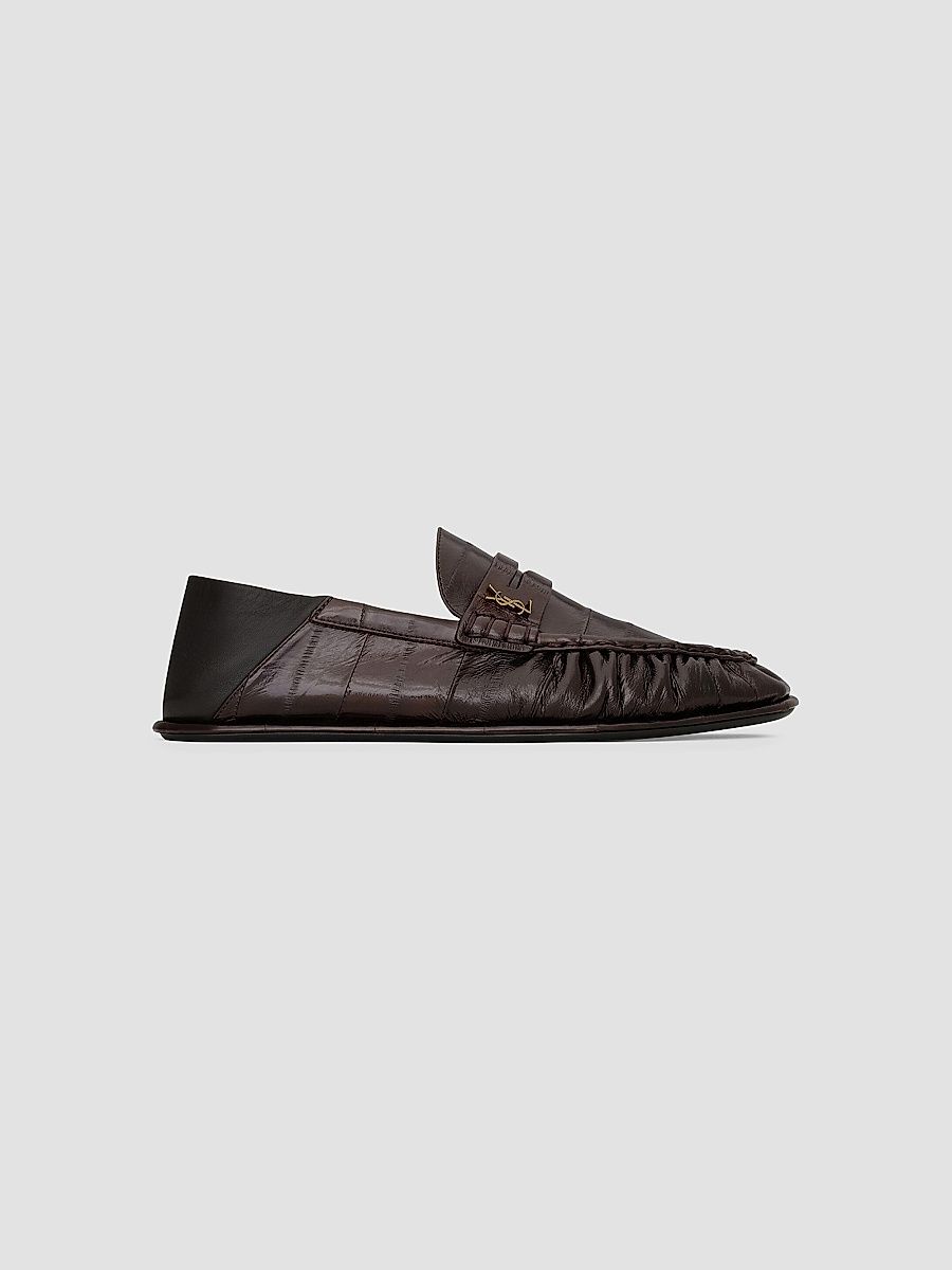 Saint Laurent Women's Le Foldable Loafers in Eel - Burnt Brown - Size 6