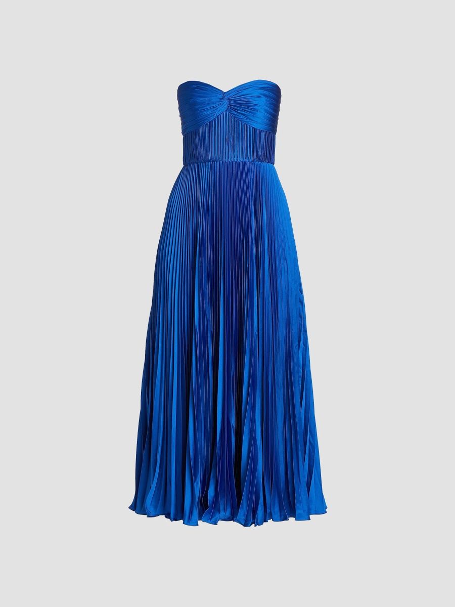AMUR Women's Pleated Strapless Belle Dress - Nutmeg - Size 10