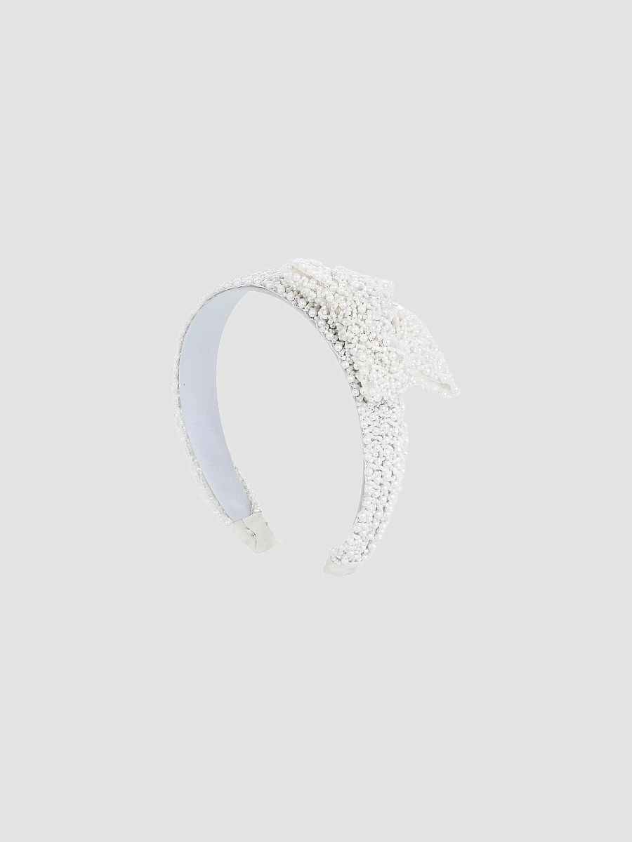 Girl's Pearl Bow Headband - White