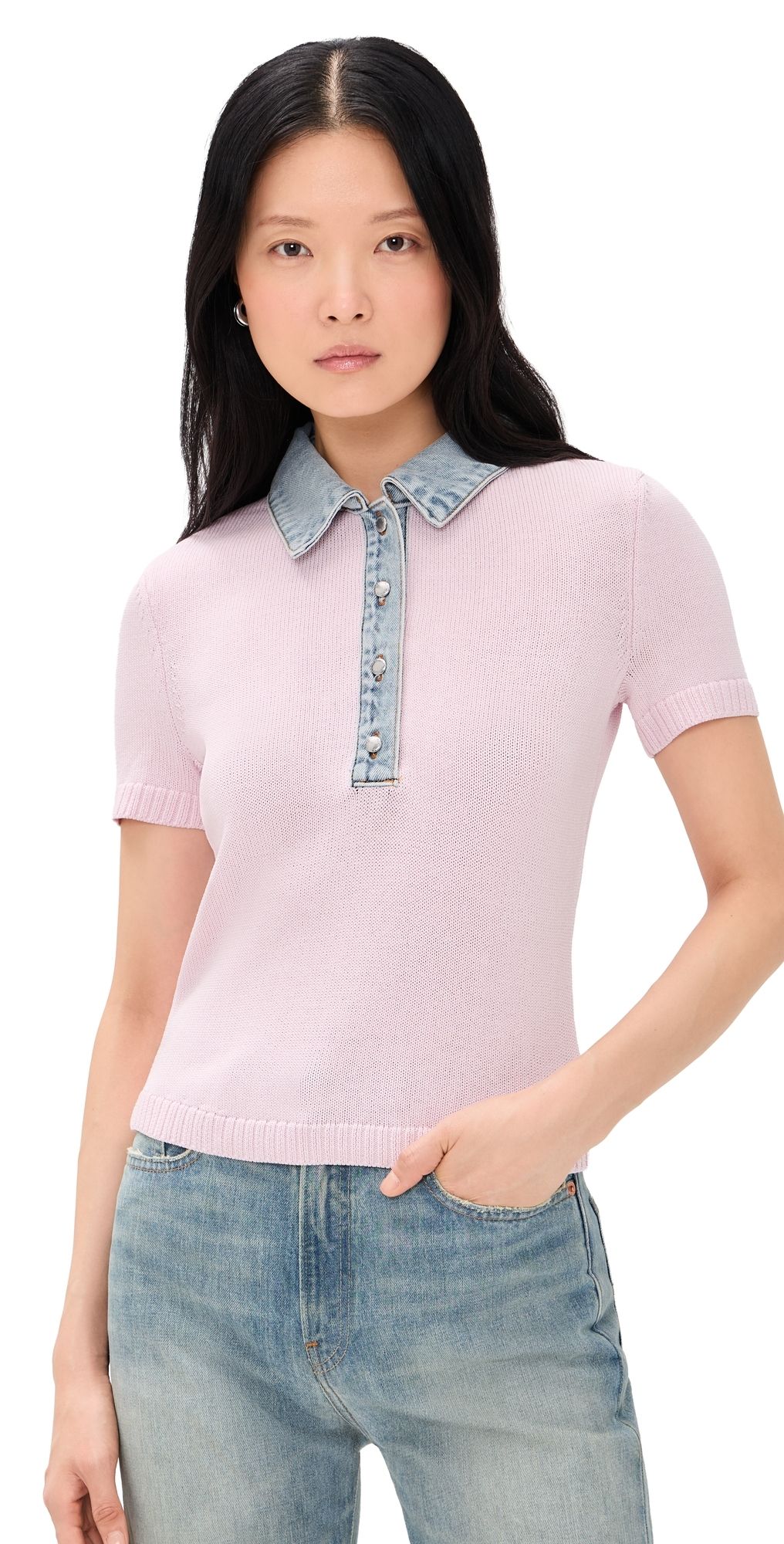 SER. O.YA Erika Knit Top Petal Pink/Coast XXS
