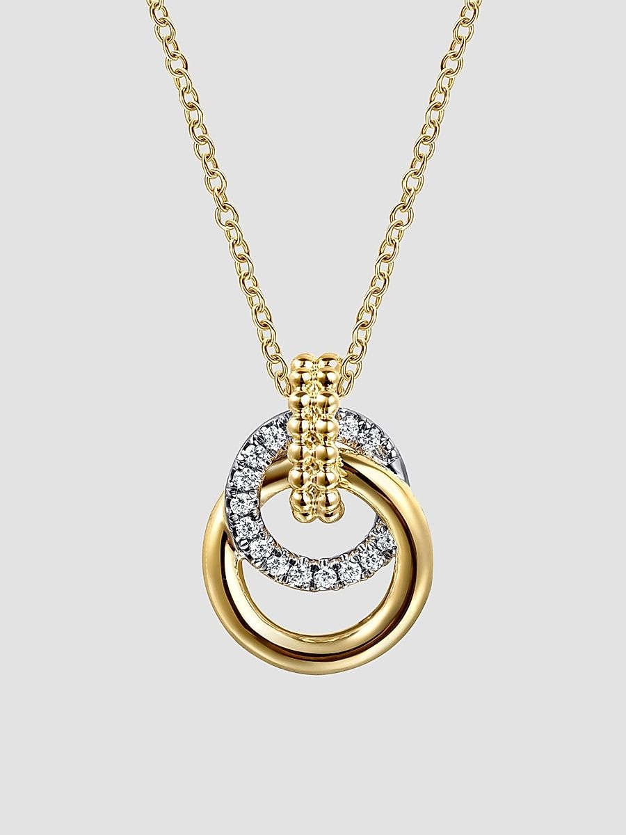 Gabriel & Co Women's Bujukan Two-Tone 14K Gold & 0.24 TCW Diamond Interlocking Pendant Necklace - Yellow Gold