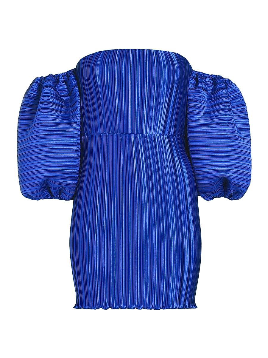 Women's Sirene Pleated Off-The-Shoulder Minidress - Moroccan Blue - Size 4