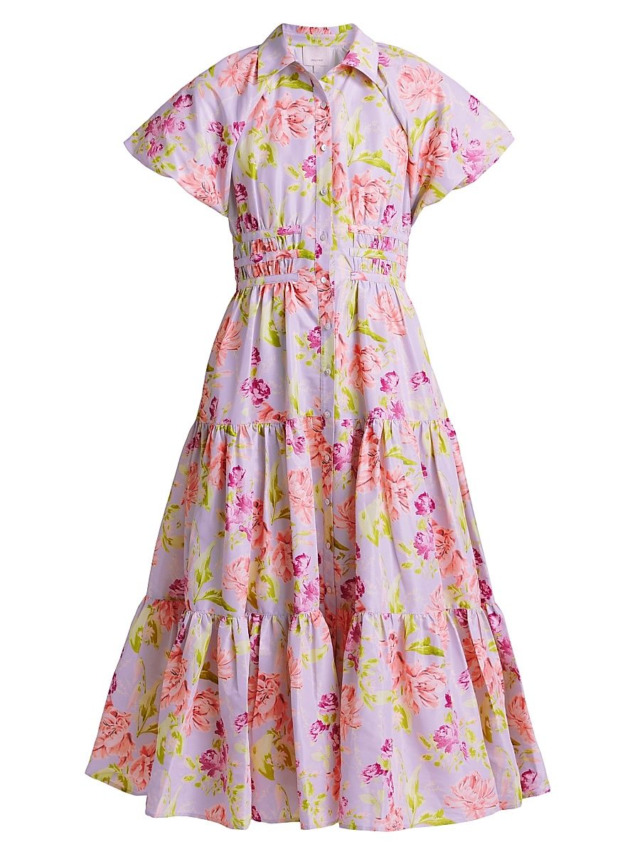 Women's Midnight Tulips Maggio Shirtdress - Pale Lavender Multi - Size 12