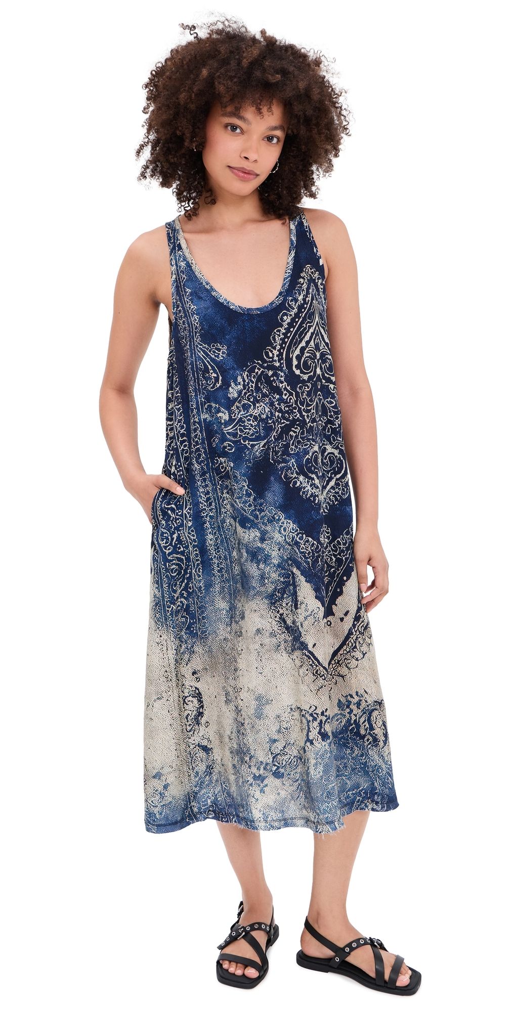 R13 Revised Tank Dress Blue Distressed Medallion S