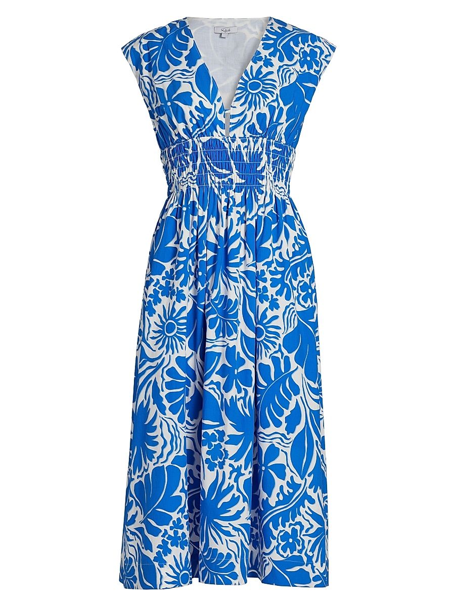 Women's Roxanne Flora Midi-Dress - Blue Riviera - Size XL