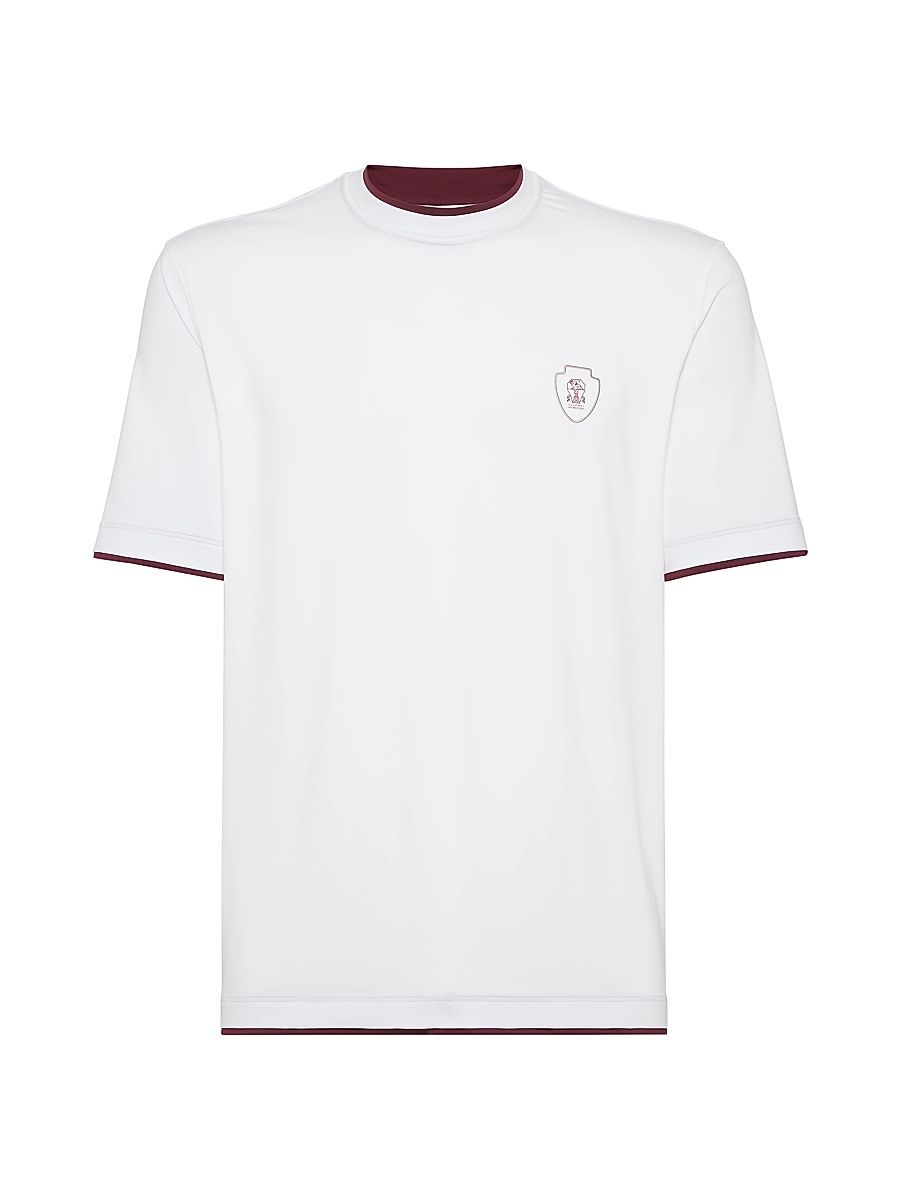 Men's Comfort Nylon Crew-Neck T-Shirt with Faux Layering - White - Size Large