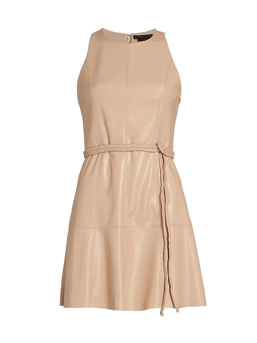 Women's Leandra Vegan Leather Minidress - Almond - Size 12