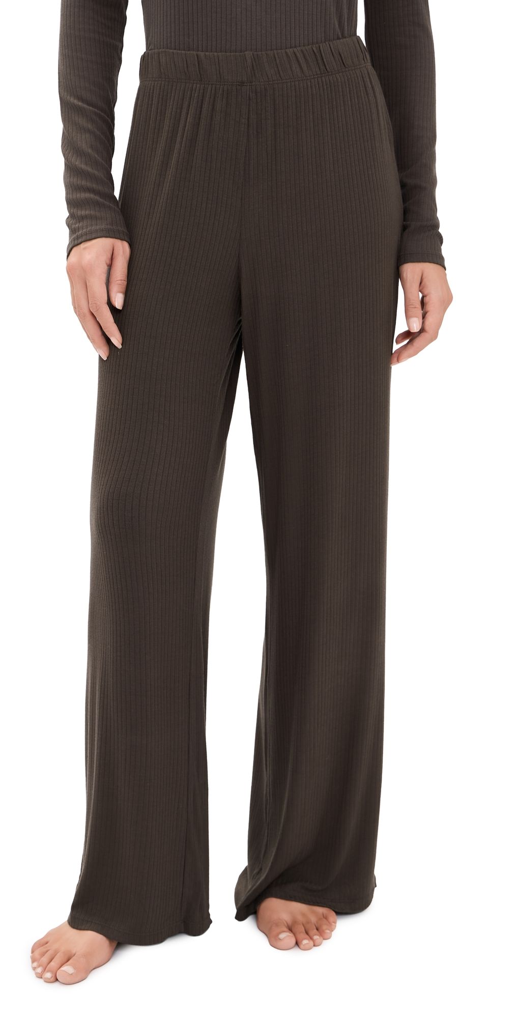 Z Supply Just Right Ribbed Pajama Pants Cocoa Bean M