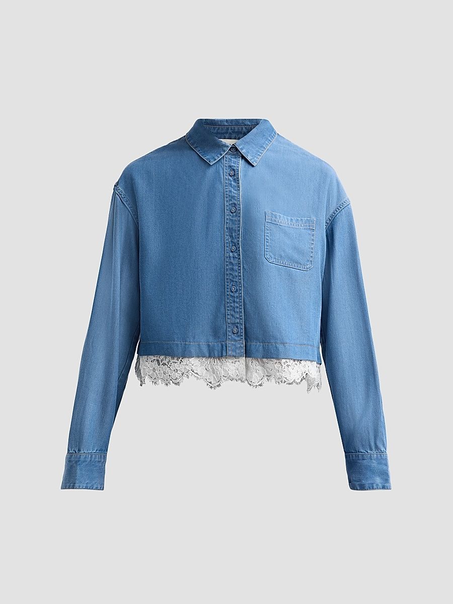 Women's Garance Cropped Shirt - Light Wash - Size Large