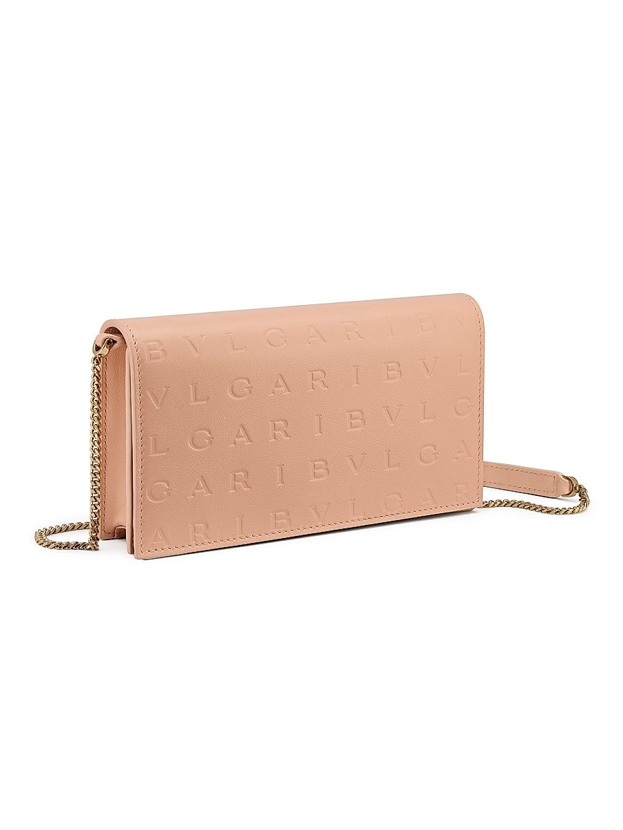 Women's BVLGARI Logo Infinitum Leather Chain Wallet - Pink